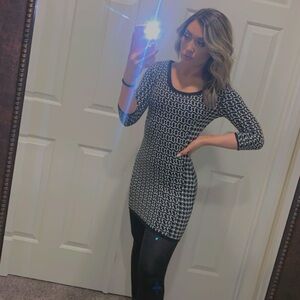 Black and White Pattered Knit Dress